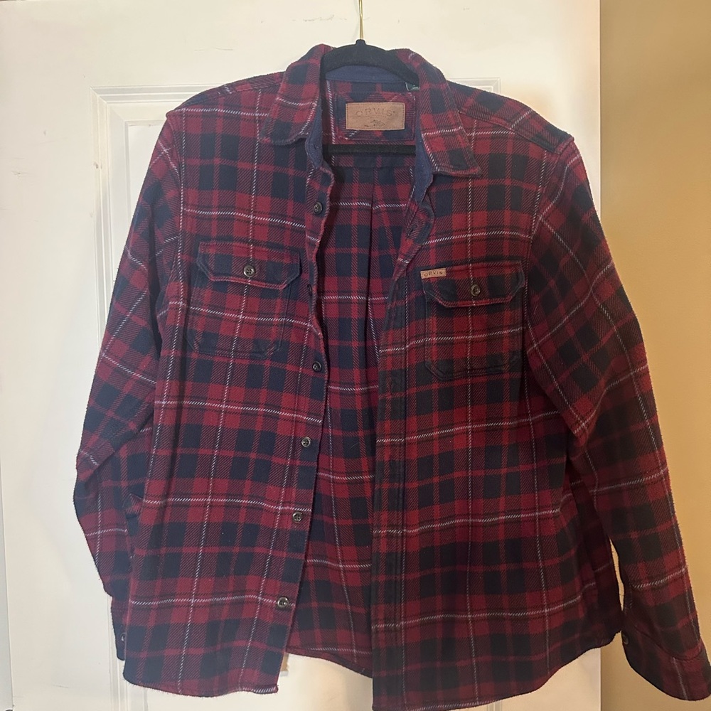 Orvis Red and Blue Flannel Shirt Jacket